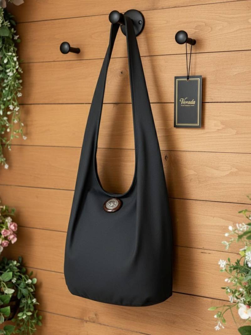 Dunkel Graue Canvas Hobo Bag Crossbody Sling Schultertasche von veradashop