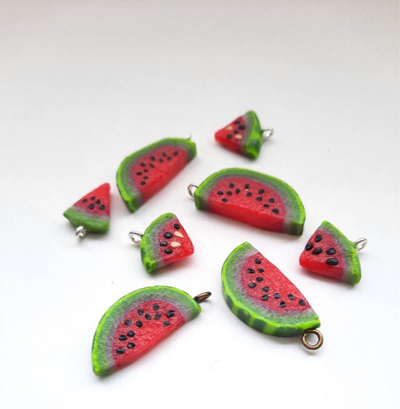 Wassermelonen Anhänger Kettenanhänger Watermelon Polymer Clay Miniatur Wassermelonen Anhänger Kettenanhänger Watermelon Polymer Clay Miniatur von verflixtundzugeklebt