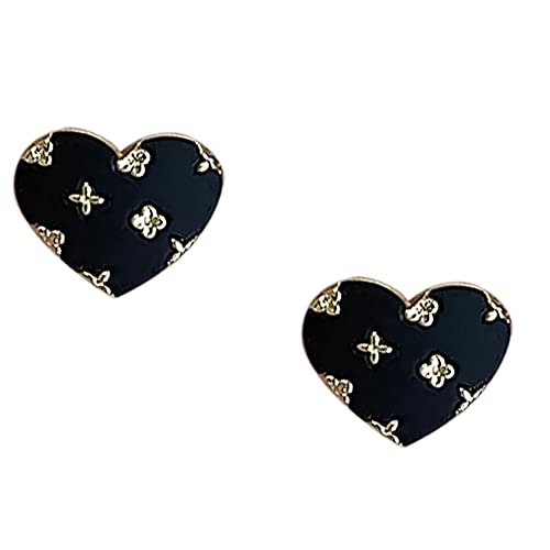 Gebackene Emaille Floret Liebe Ohrringe Einfache kleine frische Temperament Ohren, schwarz Gebackene Emaille Floret Liebe Ohrringe Einfache kleine frische Temperament Ohren, schwarz von veridical