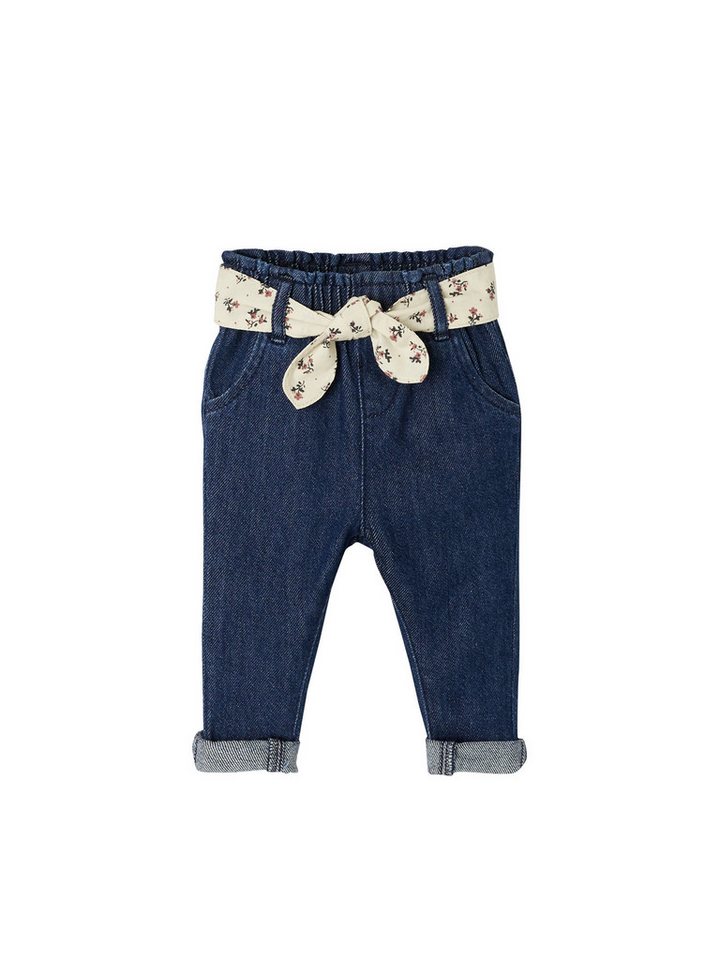 vertbaudet Regular-fit-Jeans Mädchen Baby Jeans mit Stoffgürtel von vertbaudet