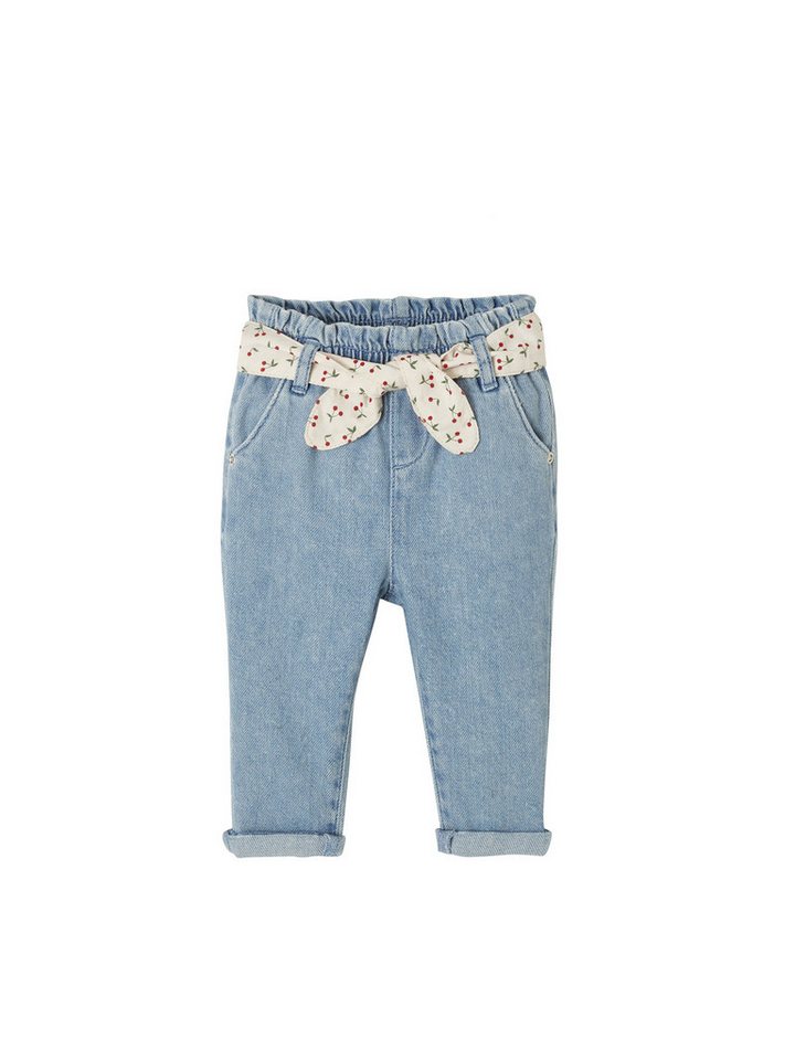 vertbaudet Regular-fit-Jeans Mädchen Baby Jeans mit Stoffgürtel von vertbaudet