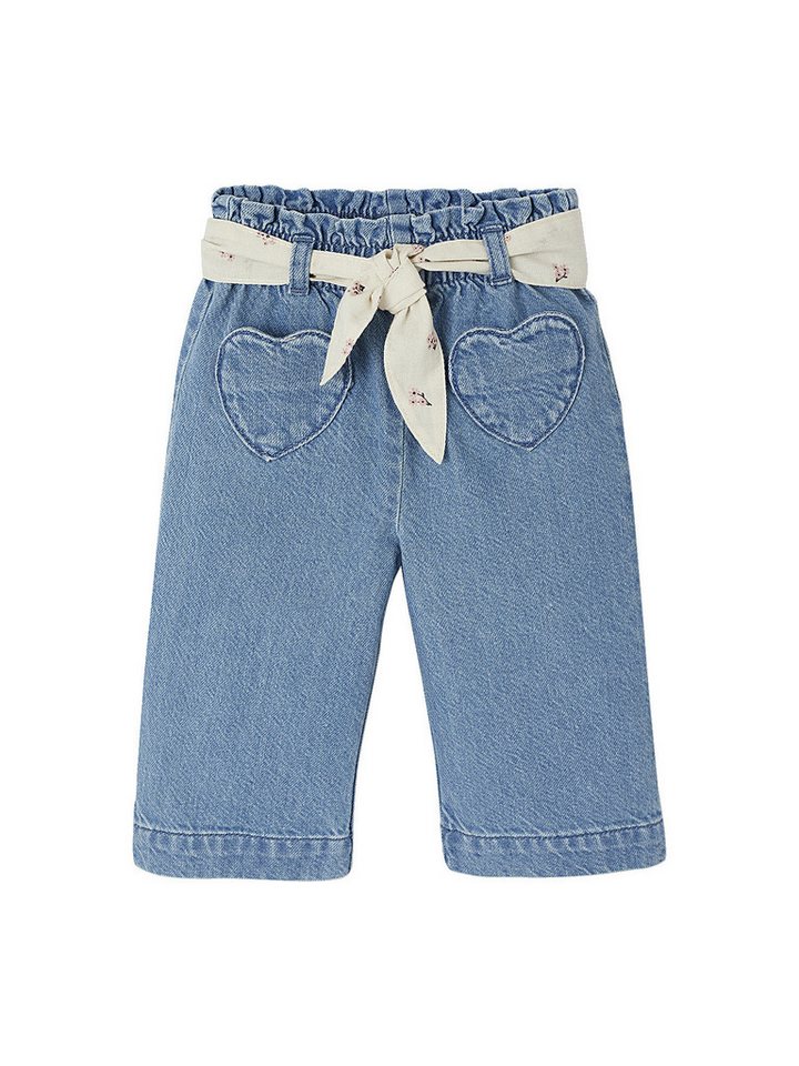 vertbaudet Regular-fit-Jeans Weite Baby Jeans mit Stoffgürtel von vertbaudet