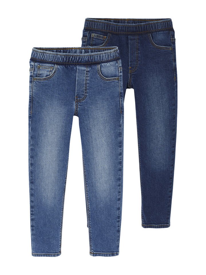 vertbaudet 7/8-Caprijeans Jungen Slim-Jeans mit verstellbarem Dehnbund BASIC 2er-Pack von vertbaudet