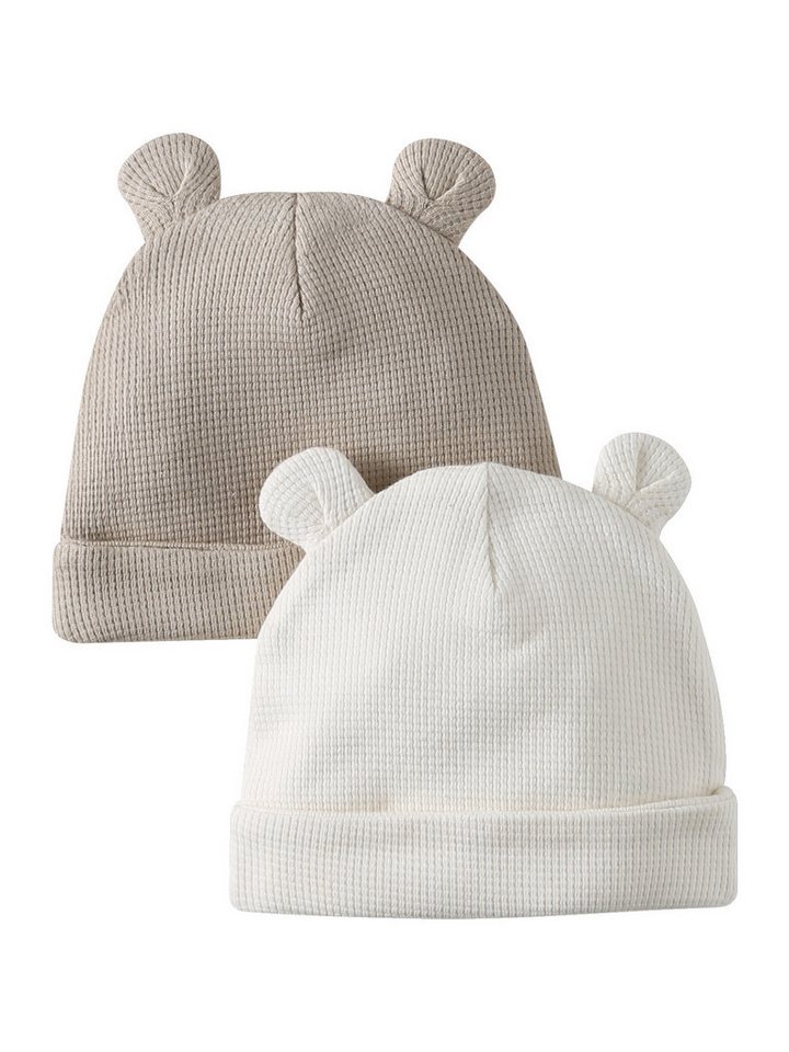 vertbaudet Beanie Baby Mützen mit Bärenohren, Bio-Baumwolle 2er-Pack von vertbaudet