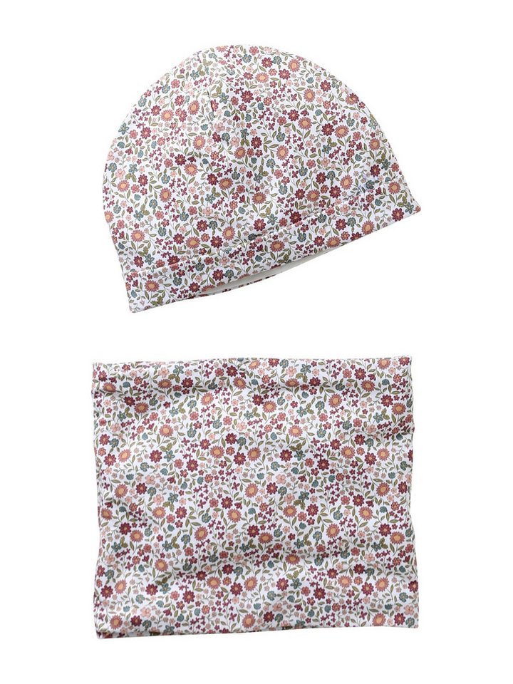 vertbaudet Beanie Blumiges Set aus Mütze und Snood für Mädchen von vertbaudet