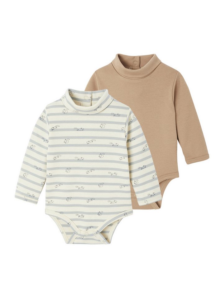 vertbaudet Blusentop Baby Bodys aus Interlock-Jersey, Streifen und Uni 2er-Pack von vertbaudet