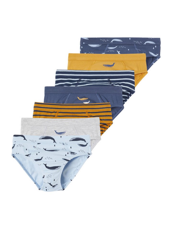 vertbaudet Boxershorts Jungen Slips mit Bio-Baumwolle, Wale 7er-Pack von vertbaudet