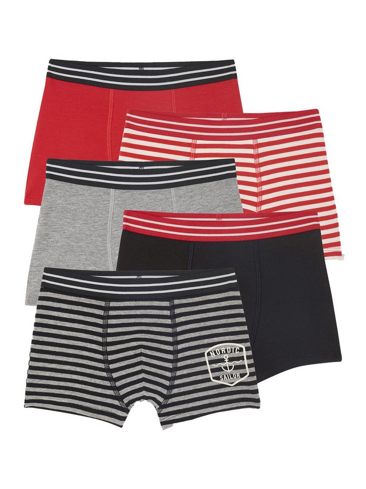 vertbaudet Boxershorts Bio-Kollektion: Jungen Boxershorts SAILOR 5er-Pack von vertbaudet