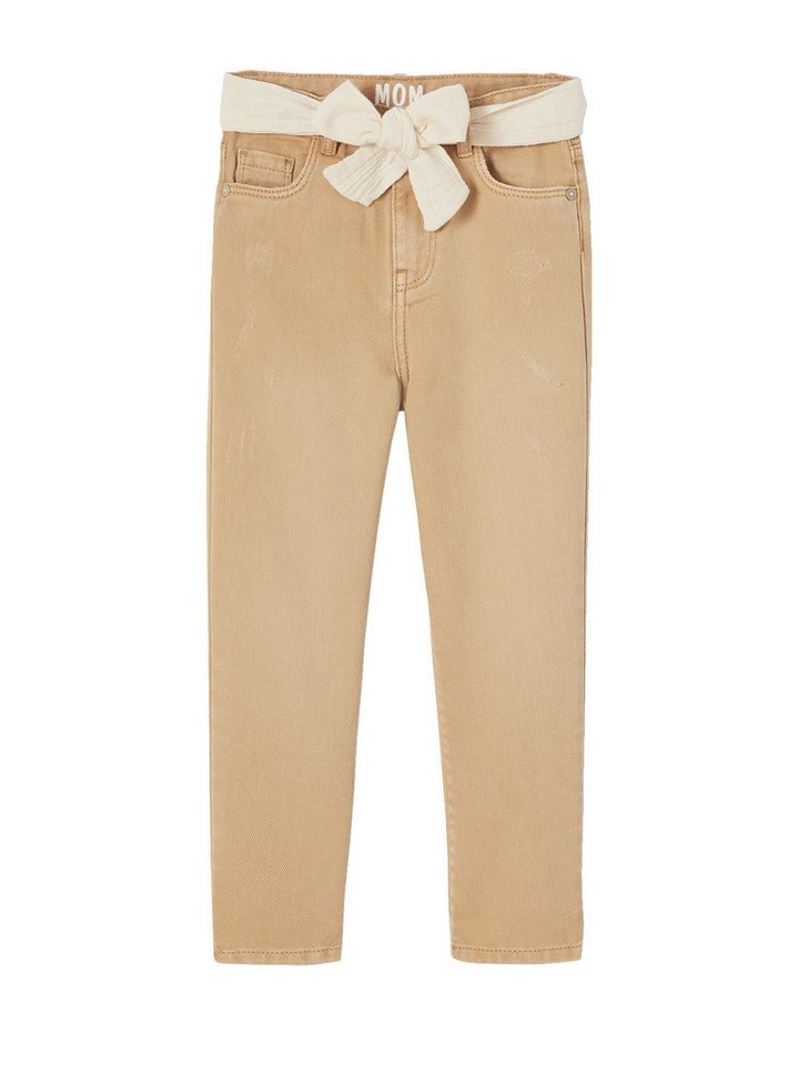 vertbaudet Cargohose Mädchen Hose mit Stoffgürtel Bundweite verstellbar von vertbaudet