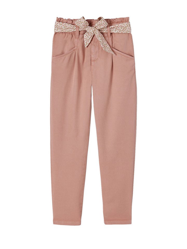 vertbaudet Cargohose Mädchen Karottenhose mit Stoffgürtel von vertbaudet