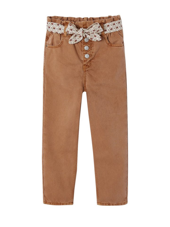 vertbaudet Cargohose Mädchen Paperbag-Hose mit Stoffgürtel Bundweite verstellbar von vertbaudet