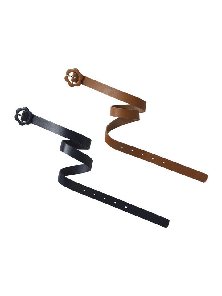 vertbaudet Hosenträger Mädchen Gürtel mit Blumenschnalle 2er-Pack, mit Blumenschnalle von vertbaudet