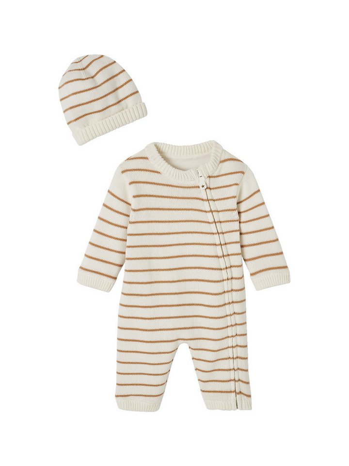 vertbaudet Overall Baby-Set aus gestreiftem Strick: Overall & Mütze von vertbaudet