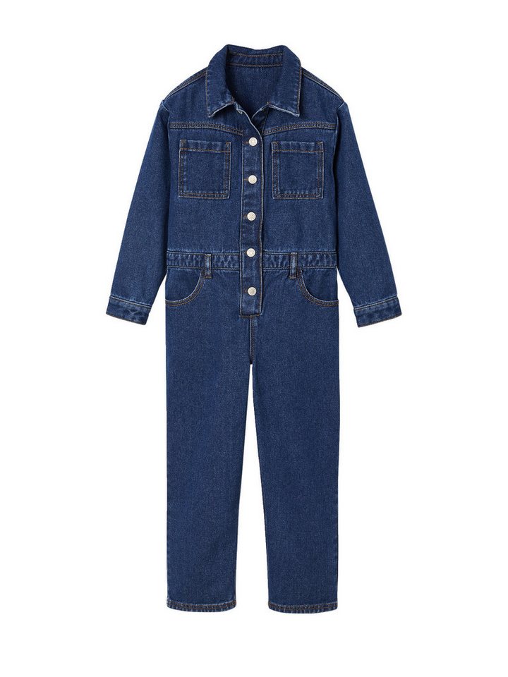 vertbaudet Jumpsuit Mädchen Denim-Jumpsuit, Worker-Style von vertbaudet