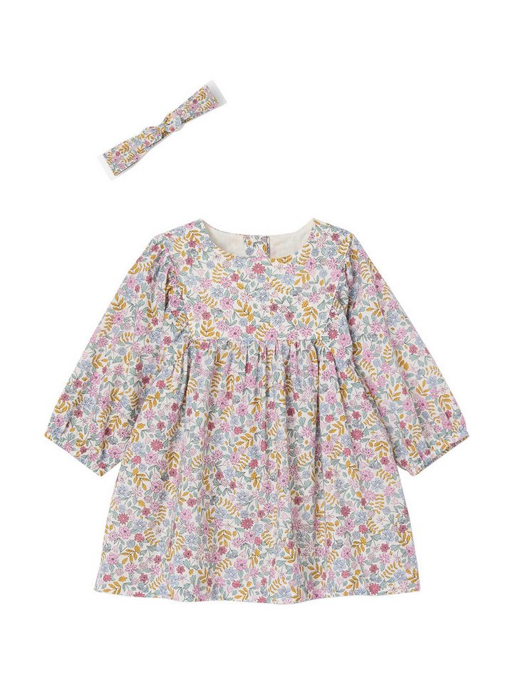 vertbaudet A-Linien-Kleid Mädchen Baby-Set: Kleid & Haarband Set, 2-teilig, mit Blumen von vertbaudet