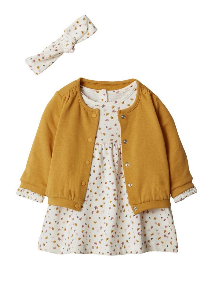 vertbaudet Kleid & Haarband Mädchen Baby-Set: Kleid, Strickjacke & Haarband von vertbaudet