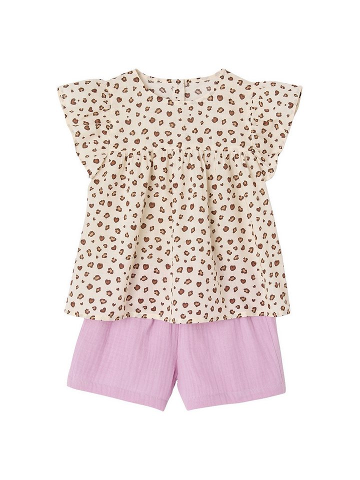vertbaudet Kleid & Hose Mädchen-Set: geblümte Bluse & Musselin-Shorts von vertbaudet