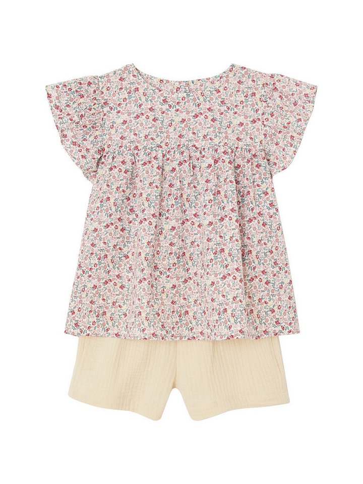 vertbaudet Kleid & Hose Mädchen-Set: geblümte Bluse & Musselin-Shorts von vertbaudet