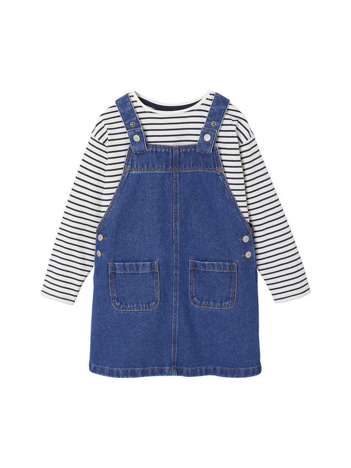 vertbaudet Kleid & Hose Mädchen-Set: Latzkleid aus Denim & Streifenshirt vertbaudet Kleid & Hose Mädchen-Set: Latzkleid aus Denim & Streifenshirt von vertbaudet