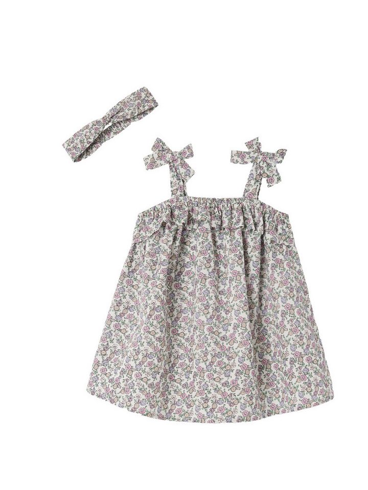vertbaudet Kleid & Leggings Mädchen Baby-Set: Kleid & Haarband mit Blumenprint von vertbaudet