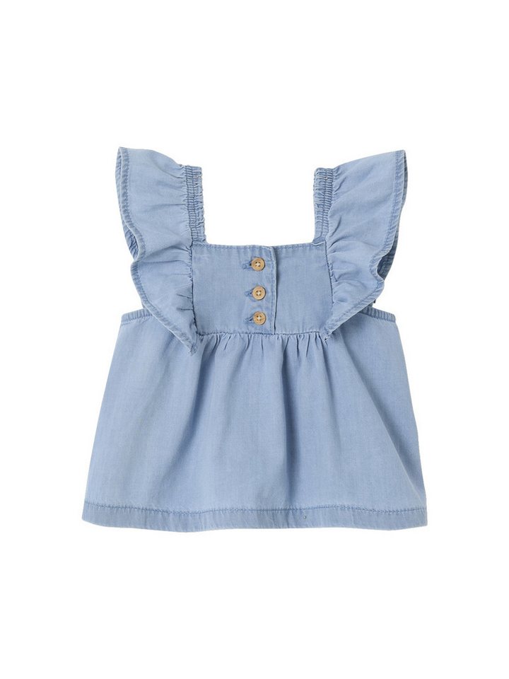 vertbaudet Kurzarmbluse Mädchen Baby Jeansbluse mit Flügelärmeln von vertbaudet