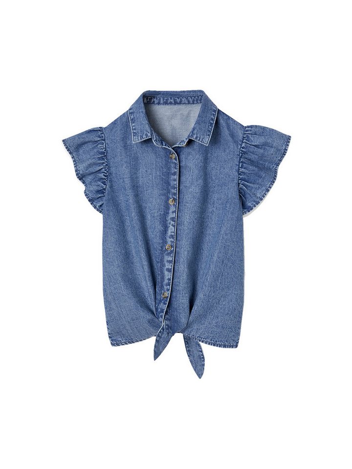 vertbaudet Kurzarmbluse Mädchen Jeansbluse zum Binden vertbaudet Kurzarmbluse Mädchen Jeansbluse zum Binden von vertbaudet