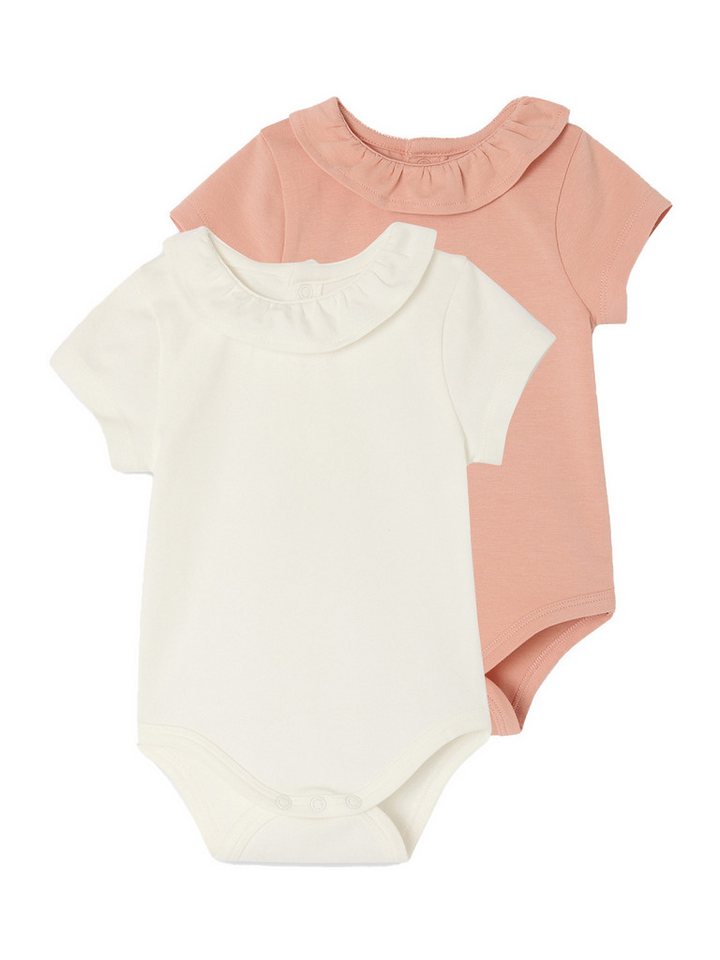 vertbaudet Kurzarmbody 2er-Pack Baby Kurzarm-Bodys, Rüschenkragen Rschenkragen von vertbaudet