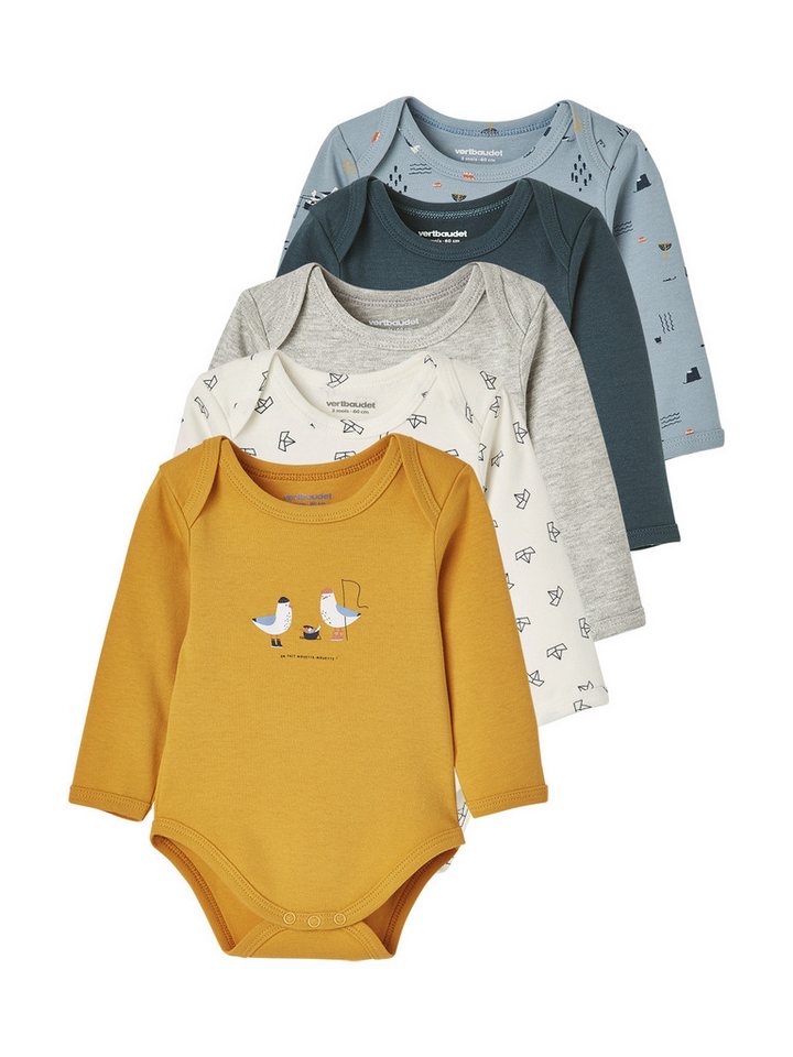 vertbaudet Body Baby Langarm-Bodys 5er-Pack, Schlupfform von vertbaudet