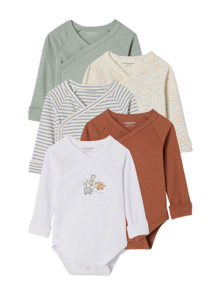vertbaudet Kurzarmbody Bio-Kollektion: mitwachsende Baby Bodys mit Dinos 5er-Pack von vertbaudet