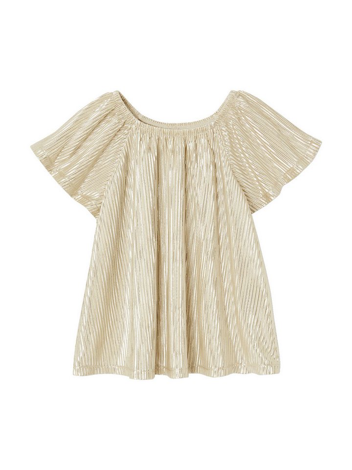 vertbaudet Kurzarmshirt Festliche Mädchen Bluse mit Plisseefalten von vertbaudet