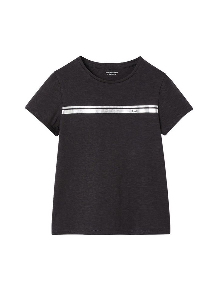 vertbaudet Kurzarmshirt Mädchen Sport-T-Shirt mit Glanzstreifen BASIC Glanzeffekt von vertbaudet