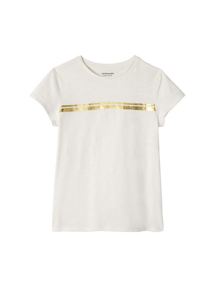 vertbaudet Kurzarmshirt Mädchen Sport-T-Shirt mit Glanzstreifen BASIC Glanzeffekt von vertbaudet