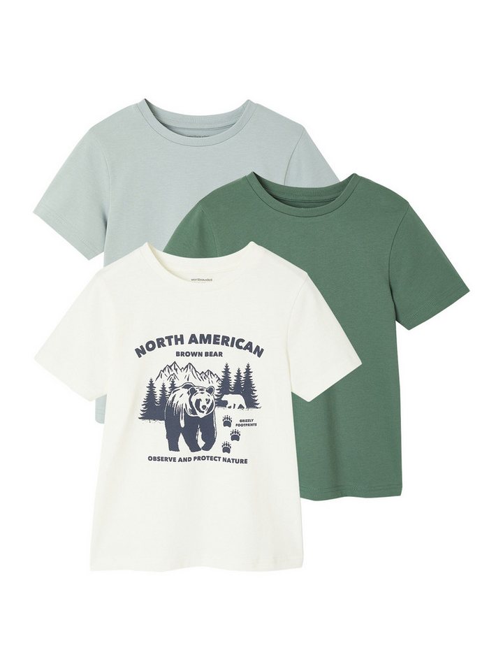 vertbaudet Kurzarmshirt Jungen T-Shirts mit Rundhals Basic 3er-Pack von vertbaudet