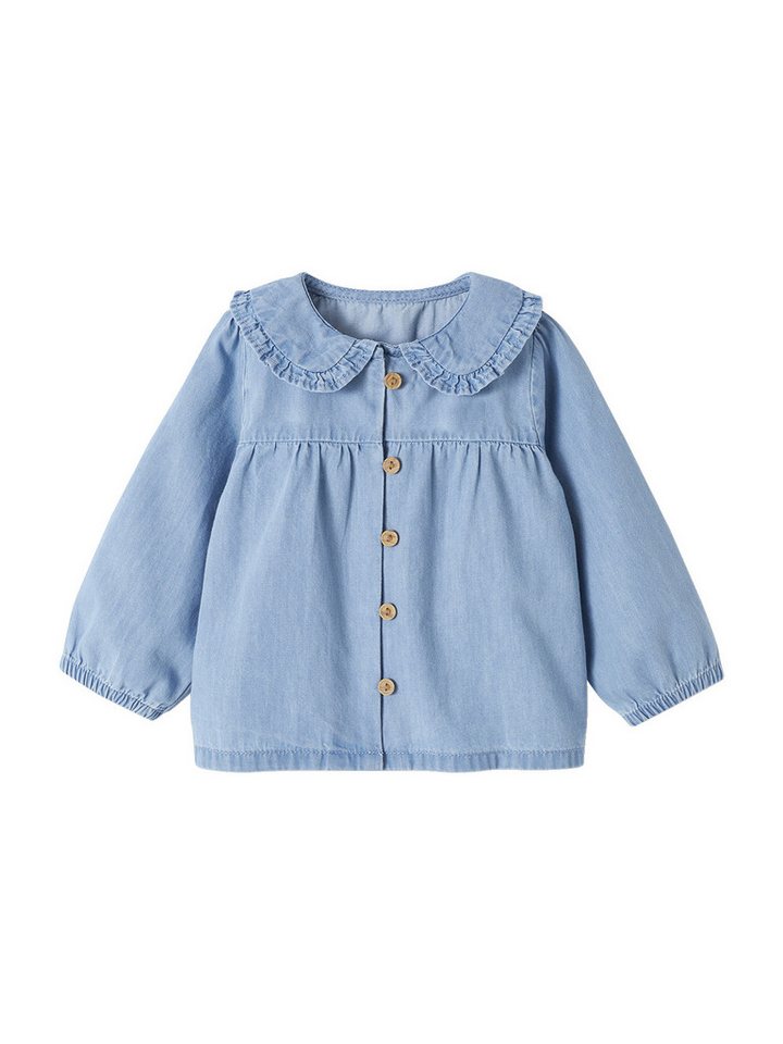 vertbaudet Langarmhemd Baby Bluse aus Light-Denim von vertbaudet