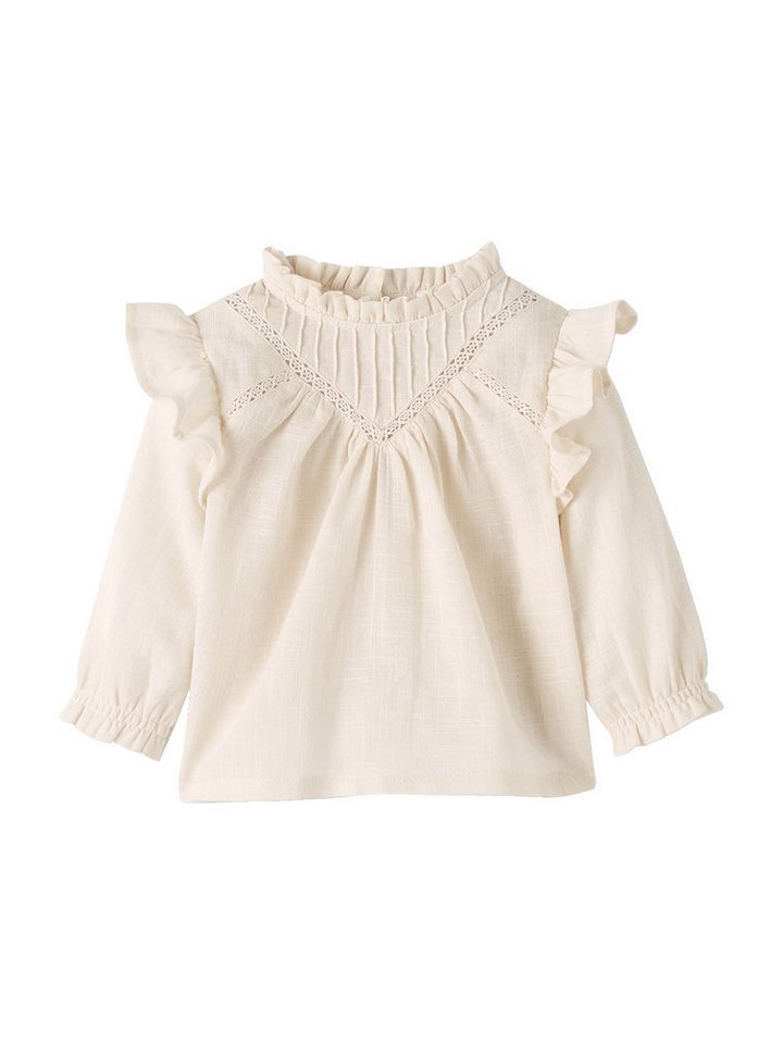 vertbaudet Langarmhemd Mädchen Baby Bluse mit Volants, Struktureffekt Volant von vertbaudet