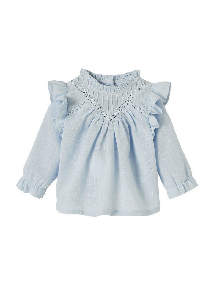 vertbaudet Langarmhemd Mädchen Baby Bluse mit Volants, Struktureffekt Volant von vertbaudet