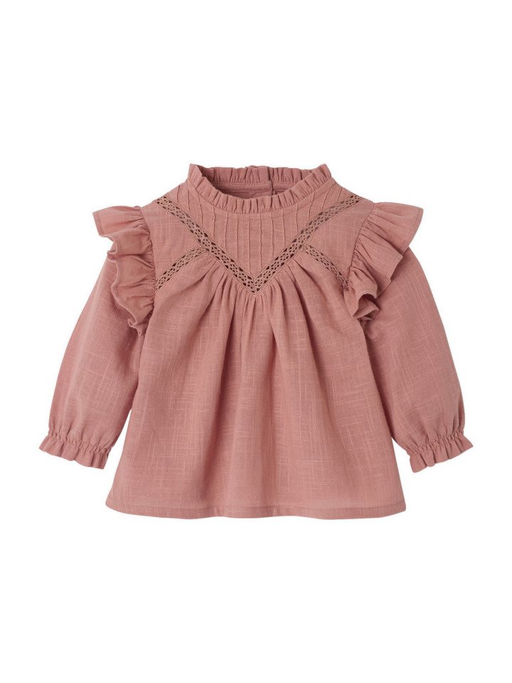 vertbaudet Langarmhemd Mädchen Baby Bluse mit Volants, Struktureffekt Volant von vertbaudet