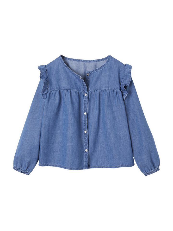 vertbaudet Langarmhemd Mädchen Jeansbluse mit Volants von vertbaudet