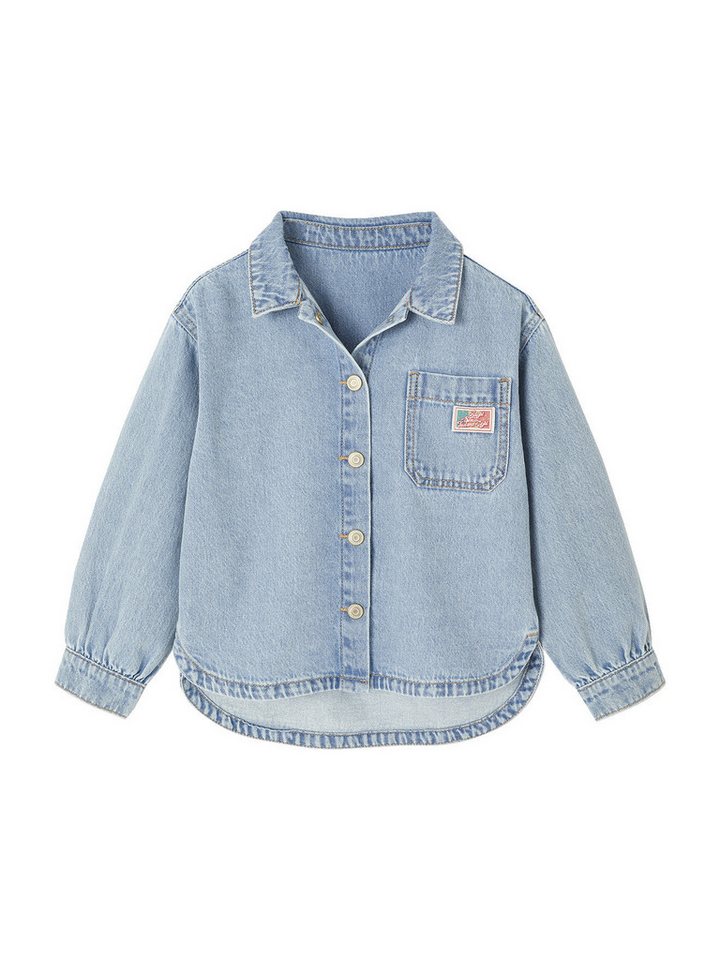 vertbaudet Langarmhemd Weites Mädchen Jeanshemd von vertbaudet