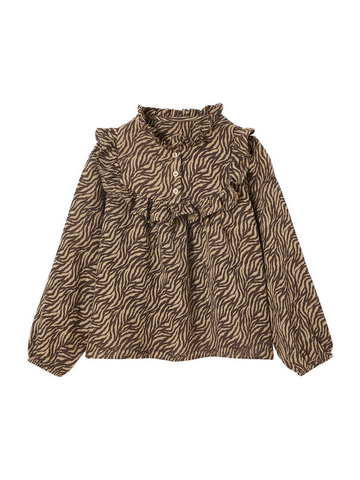 vertbaudet Langarmhemd Bluse mit Zebramuster aus Musselin für Mädchen von vertbaudet