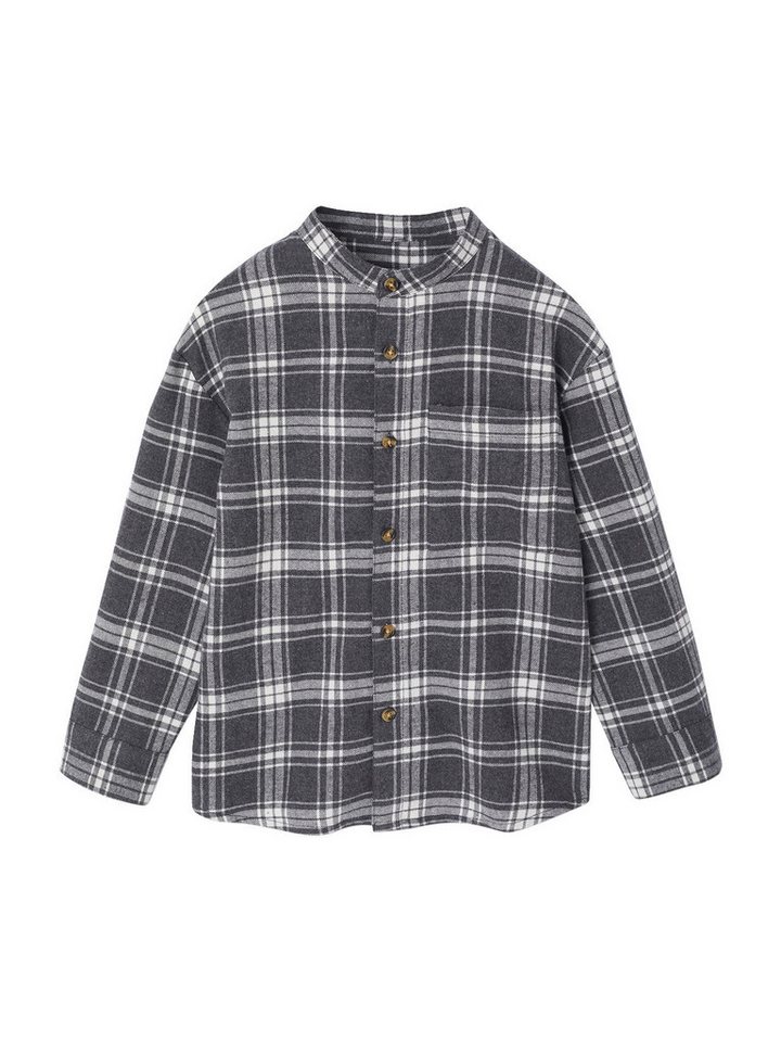 vertbaudet Langarmhemd Jungen Flanellhemd mit Samt-Ellbogenpatches von vertbaudet