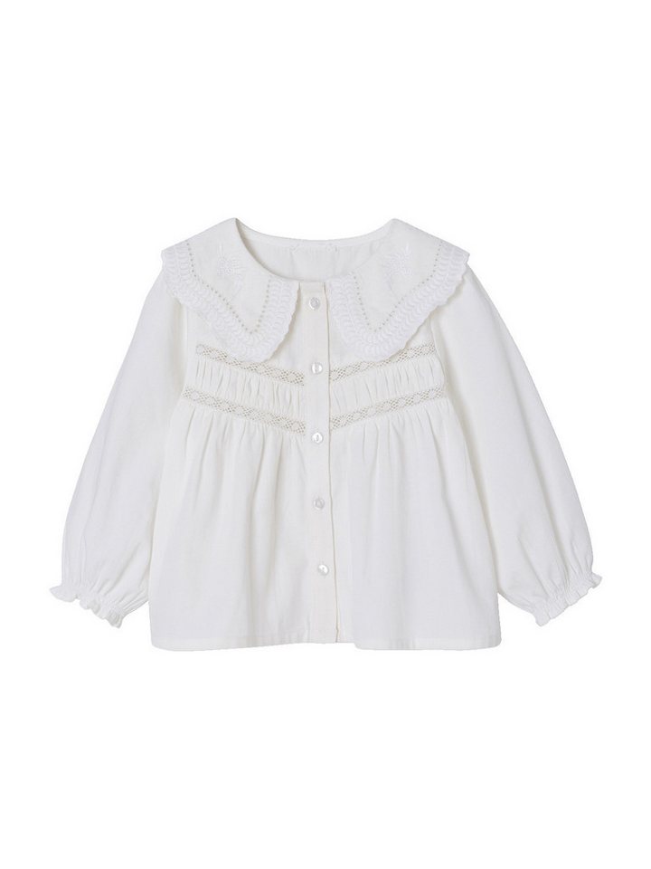 vertbaudet Langarmhemd Baby Bluse aus Popeline mit Stickerei von vertbaudet