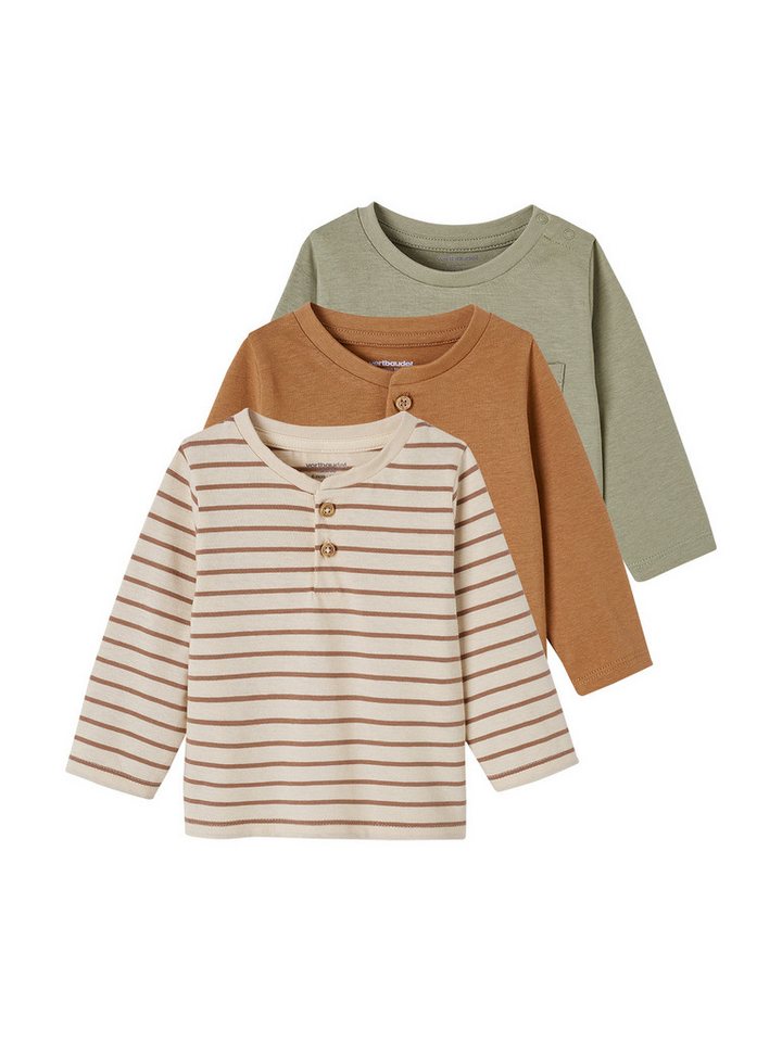vertbaudet Langarmshirt Baby Shirts BASIC aus Bio-Baumwolle 3er-Pack von vertbaudet