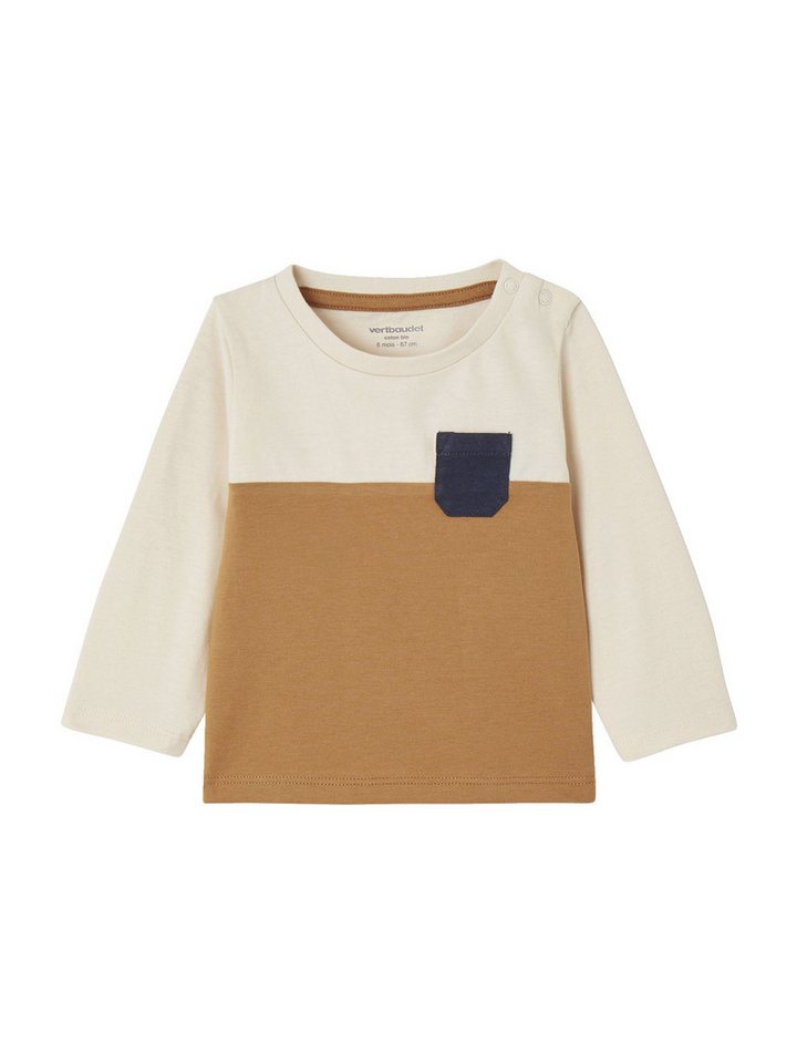vertbaudet Langarmshirt Baby Colorblock-Shirt aus Bio-Baumwolle von vertbaudet
