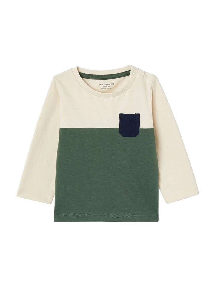 vertbaudet Langarmshirt Baby Colorblock-Shirt aus Bio-Baumwolle von vertbaudet