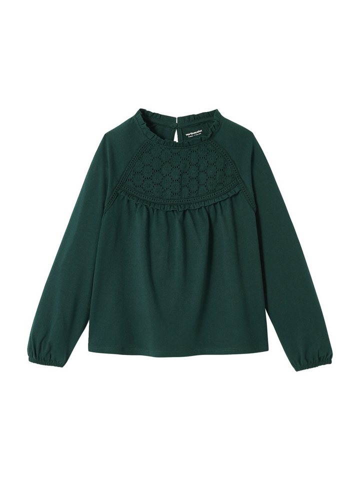 vertbaudet Langarmshirt Mädchen Blusenshirt mit Lochstickerei von vertbaudet