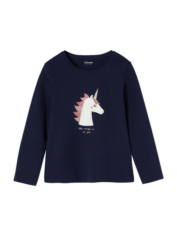 vertbaudet Langarmshirt Mädchen Shirt 3D-Applikation von vertbaudet