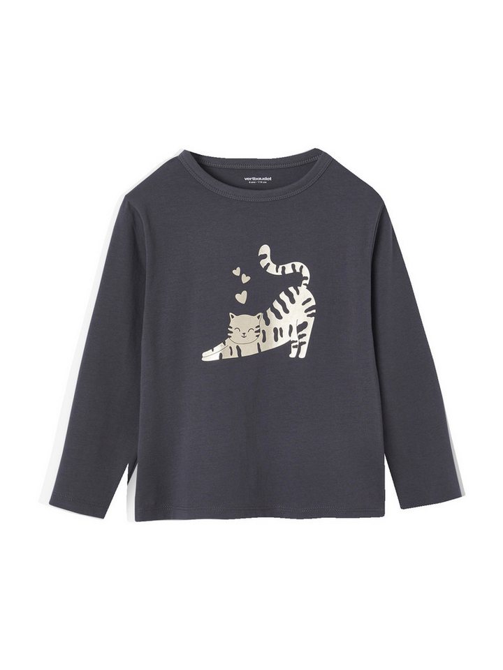 vertbaudet Langarmshirt Mädchen Shirt mit Metallic-Print von vertbaudet