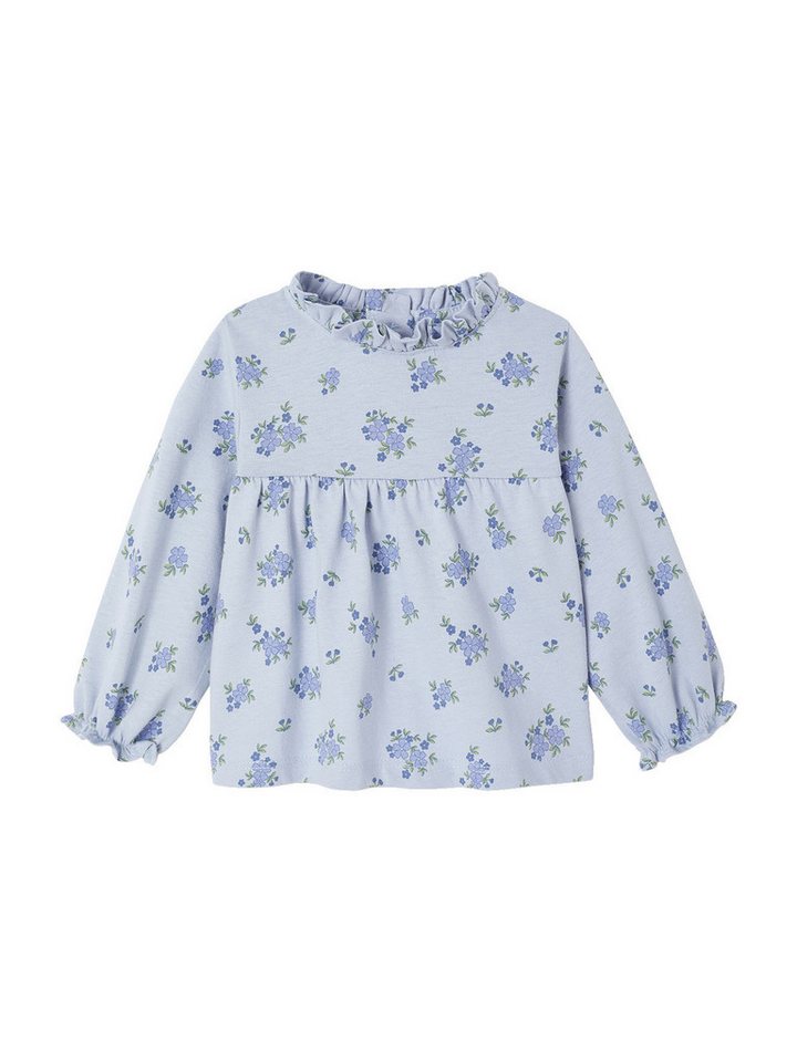vertbaudet Langarmshirt Baby Blusenshirt mit Rüschenkragen Leo oder Blumen, Bio-Baumwolle von vertbaudet