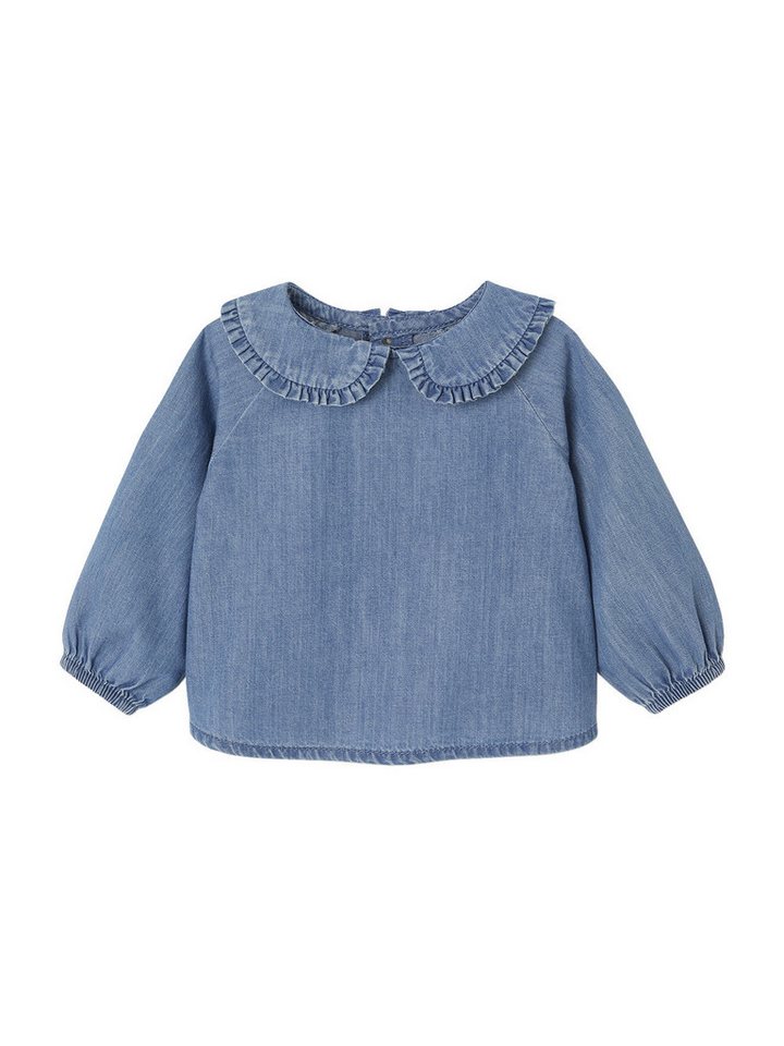 vertbaudet Langarmshirt Baby Jeansbluse mit gerüschtem Kragen von vertbaudet